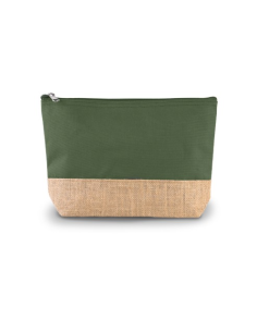 Kosmetyczka canvas & jute z zamkiem | Eko saszetka bawełniano-jutowa | Agmart Haft