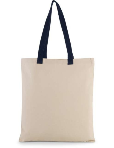 FLAT CANVAS SHOPPER WITH CONTRAST HANDLE