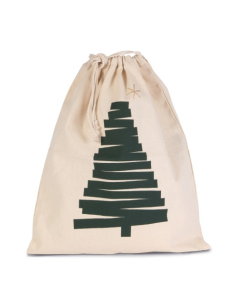 COTTON BAG WITH CHRISTMAS TREE DESIGN AND DRAWCORD CLOSURE