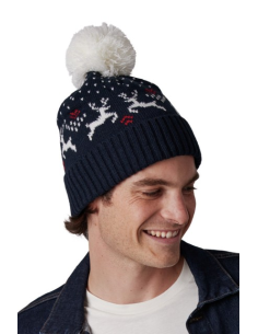 WINTER BEANIE WITH REINDEER DESIGN