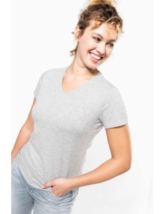 LADIES' SHORT-SLEEVED V-NECK T-SHIRT