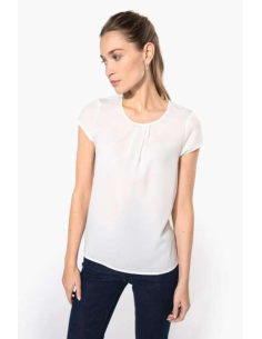 LADIES' SHORT-SLEEVED CREPE BLOUSE