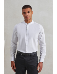 BANDED COLLAR 'GRANDAD' LONG SLEEVE SHIRT