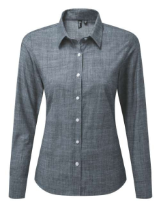 WOMEN'S COTTON SLUB CHAMBRAY LONG SLEEVE SHIRT