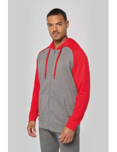 UNISEX TWO-TONE ZIPPED HOODED FLEECE JACKET
