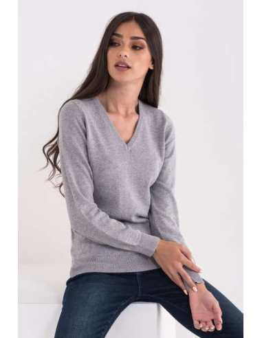 LADIES’ V-NECK FINE GAUGE COTTON PULLOVER