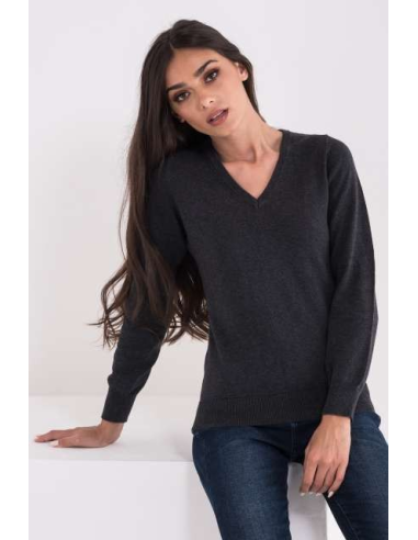 LADIES’ V-NECK FINE GAUGE COTTON PULLOVER
