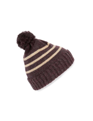 KNITTED STRIPED BEANIE IN RECYCLED YARN