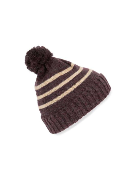 KNITTED STRIPED BEANIE IN RECYCLED YARN