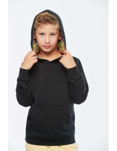 UNISEX KIDS CONTRAST PATTERNED HOODED SWEATSHIRT