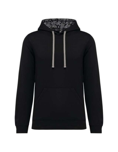 UNISEX CONTRAST PATTERNED HOODED SWEATSHIRT