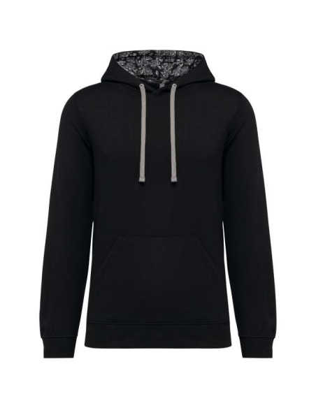 UNISEX CONTRAST PATTERNED HOODED SWEATSHIRT