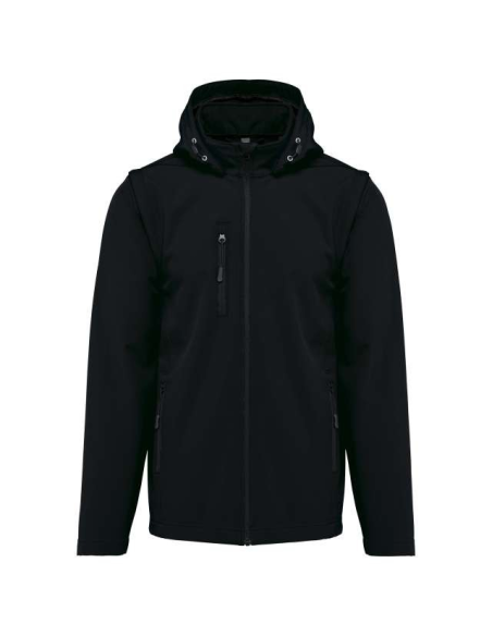 UNISEX 3-LAYER SOFTSHELL HOODED JACKET WITH REMOVABLE SLEEVES