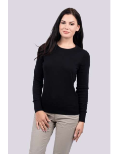 WOMEN’S CREW NECK FINE GAUGE COTTON PULLOVER