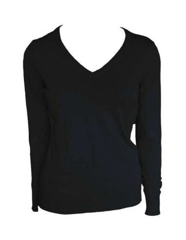 WOMEN’S V-NECK FINE GAUGE COTTON PULLOVER