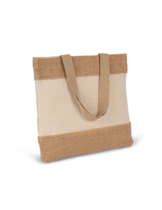 SHOPPING BAG IN COTTON AND WOVEN JUTE THREADS