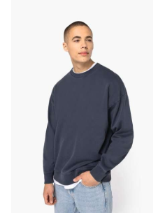 UNISEX WASHED EFFECT OVERSIZE ROUND NECK SWEATSHIRT
