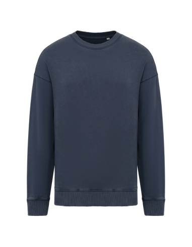 UNISEX WASHED EFFECT OVERSIZE ROUND NECK SWEATSHIRT