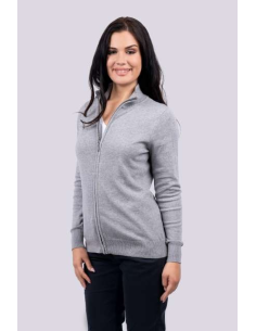 WOMEN’S FULL ZIP CARDIGAN FINE GAUGE COTTON