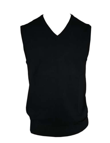 MEN’S V-NECK SLEEVELESS PULLOVER FINE GAUGE COTTON