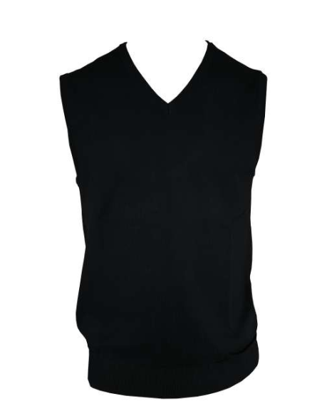 MEN’S V-NECK SLEEVELESS PULLOVER FINE GAUGE COTTON