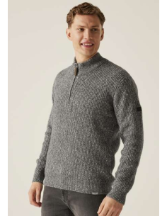 SOLOMON ZIP-NECK KNITTED PULLOVER