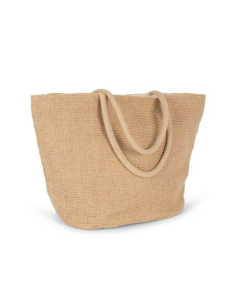 WOVEN JUTE SHOPPING BAG WITH KNIT CANVAS EFFECT - NATURAL