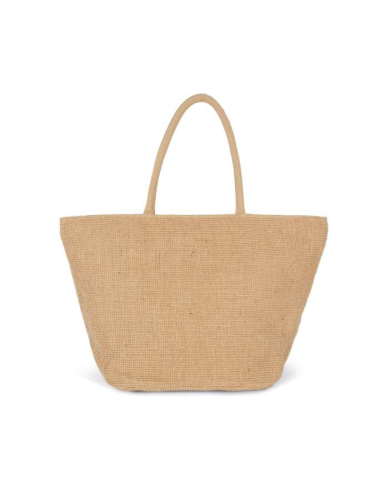 WOVEN JUTE SHOPPING BAG WITH KNIT CANVAS EFFECT - NATURAL