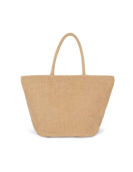 WOVEN JUTE SHOPPING BAG WITH KNIT CANVAS EFFECT - NATURAL