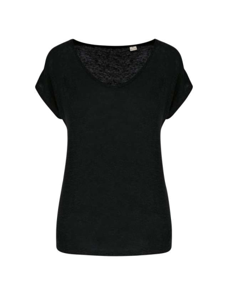 LADIES' V-NECK LINEN T-SHIRT