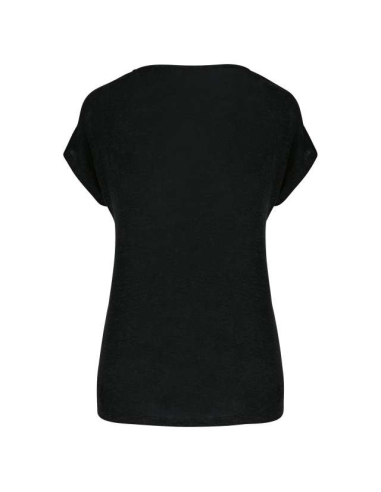 Ladies V-neck Linen logo nadruk haft 100 z nadrukiem T-shirt