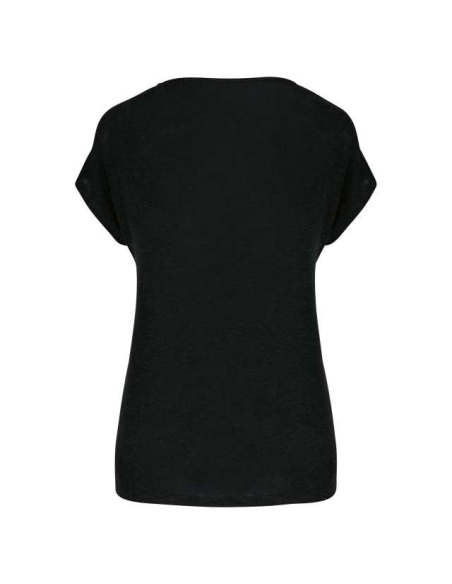 Ladies V-neck Linen logo nadruk haft 100 z nadrukiem T-shirt