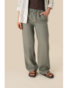 ECO-FRIENDLY LADIES' LINEN WASHED EFFECT TROUSERS