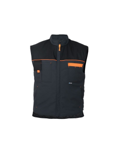 Kamizelka ocieplana Sara Posejdon Winter 1-11-720-26-36, grafitowo-pomarańczowa