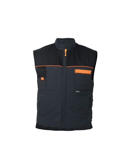 Kamizelka ocieplana Sara Posejdon Winter 1-11-720-26-36, grafitowo-pomarańczowa