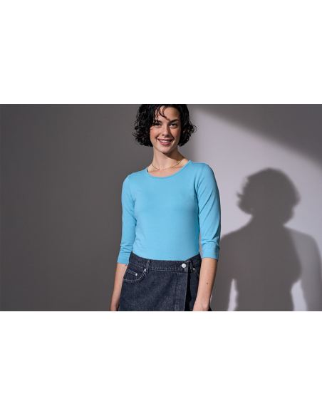 T-shirt stretch | rękaw 3/4 | damski