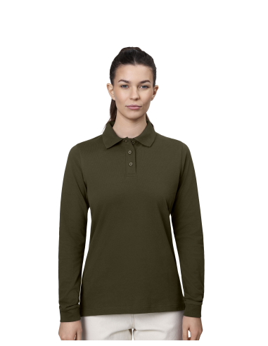 Koszulka polo długi rękaw | stretch | damska
