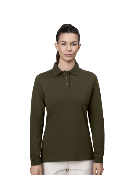 Koszulka polo długi rękaw | stretch | damska