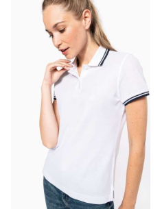 LADIE'S SHORT-SLEEVED POLOSHIRT WITH CONTRASTING PIPING