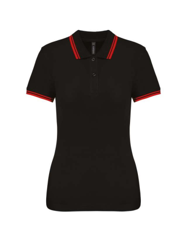 LADIE'S SHORT-SLEEVED POLOSHIRT WITH CONTRASTING PIPING