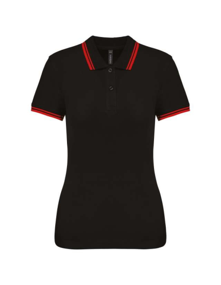LADIE'S SHORT-SLEEVED POLOSHIRT WITH CONTRASTING PIPING