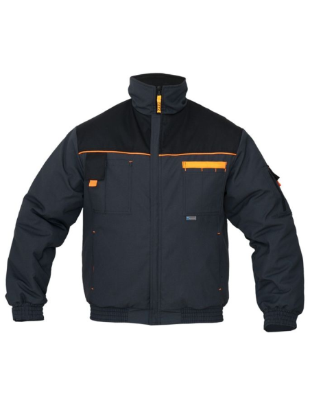 Kurtka krótka ocieplana Sara Posejdon 1-07-720-26-36, grafitowo-pomarańczowa