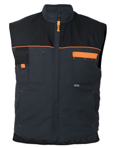 Kamizelka ocieplana Sara Posejdon Winter 1-11-720-26-36, grafitowo-pomarańczowa