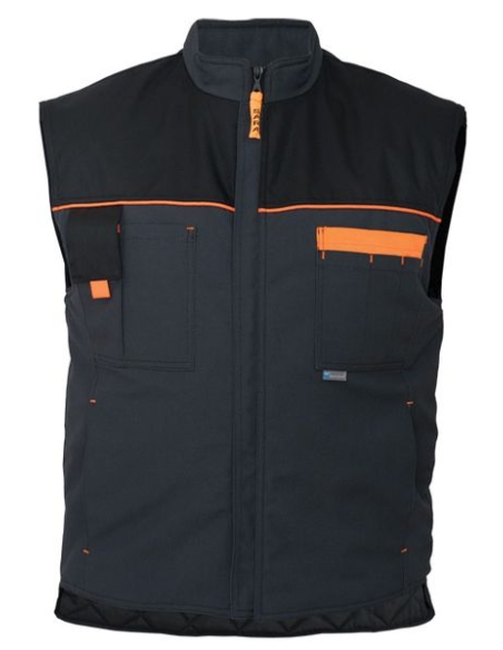 Kamizelka ocieplana Sara Posejdon Winter 1-11-720-26-36, grafitowo-pomarańczowa