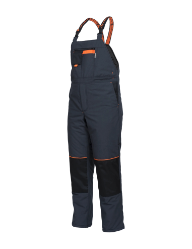 Ogrodniczki ocieplane Sara Posejdon Winter 1-03-720-26-36, grafitowo-pomarańczowe