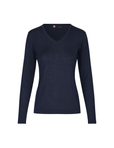 Sweter damski merino elegancki V-neck biura pod haft
