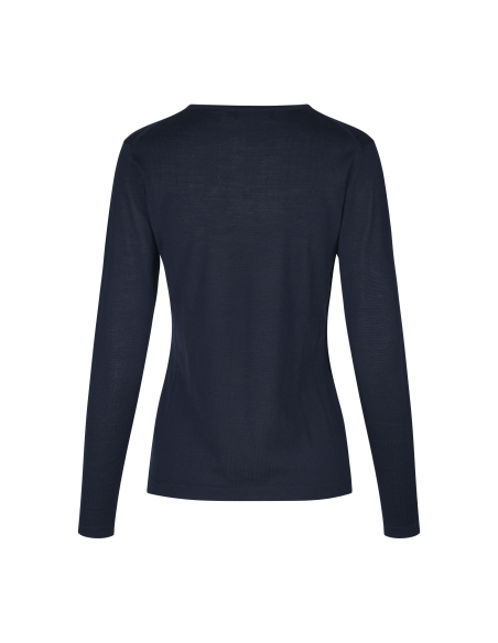 Sweter damski merino elegancki V-neck biura pod haft