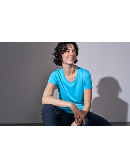 Damska koszulka sportowa 130 g poliester z nadrukiem logo