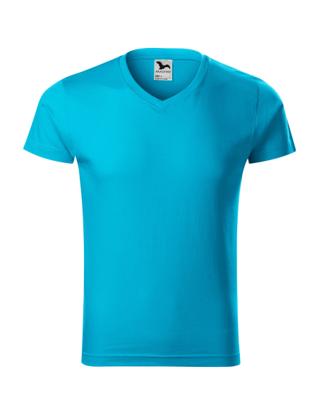 Koszulka męska Slim Fit V-neck nadrukiem haftem logo