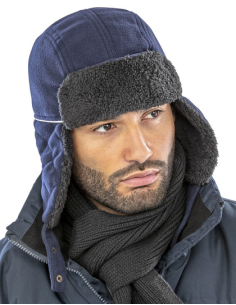 Czapka zimowa uszatka haftem nadrukiem poliester polar